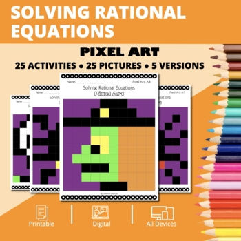 Preview of Halloween: Solving Rational Equations Pixel Art Activity