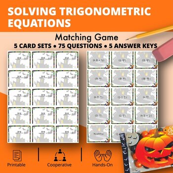Preview of Halloween: Solving Trigonometric Equations Matching Games