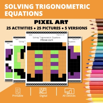 Preview of Halloween: Solving Trigonometric Equations Pixel Art Activity