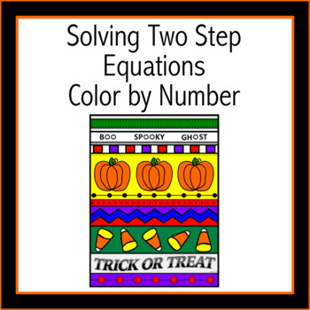 Preview of Halloween Solving Two Step Equations Color by Number (Distance Learning)