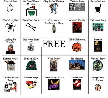 Preview of Halloween Song Bingo