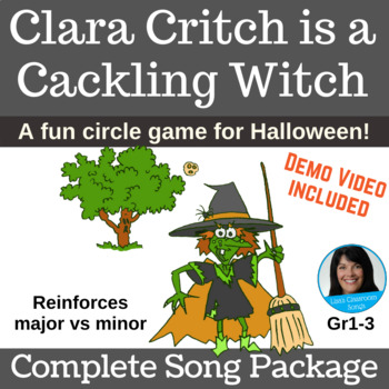 Preview of Halloween Song & Game | Witch Activity | Circle Game | mp3s, PDF, SMART, Video