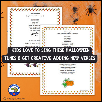 Halloween Songs and Writing Lyrics with Easel Activity by HappyEdugator