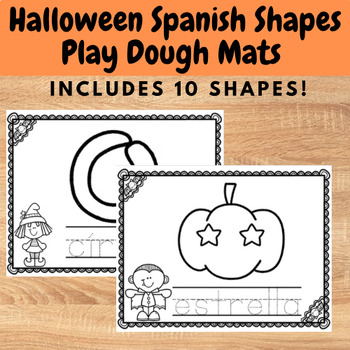 Preview of Halloween Spanish Shapes PlayDough Mat - Fall Shapes Practice pages