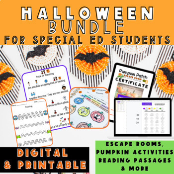 Preview of Halloween Special Education Bundle & Autism Classroom | Pumpkin | Adapted