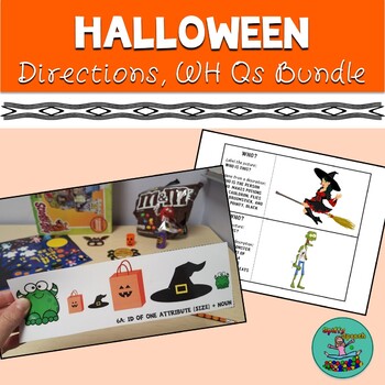 Preview of Halloween Speech Bundle: Directions, WH Questions, Boom Card Games, and more!