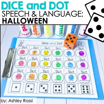 Preview of Halloween Speech Therapy Activities -  Fall Pumpkins Dice and Dot