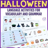 Halloween Speech Therapy Activities for Verbs, Syntax, Wh-