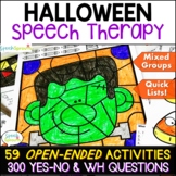 Halloween Speech Therapy Activities plus Yes No and WH Questions