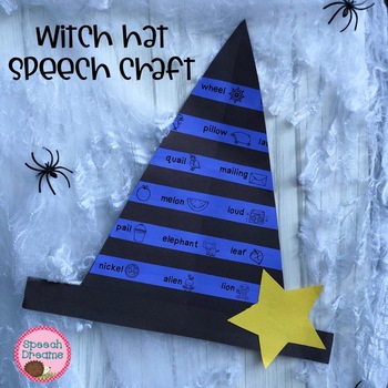 Preview of Halloween Speech Therapy Craft: Articulation Irregular Nouns plus more witch hat