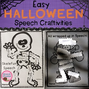 Preview of Halloween Speech Therapy Craft: Mummy and Skeleton Articulation