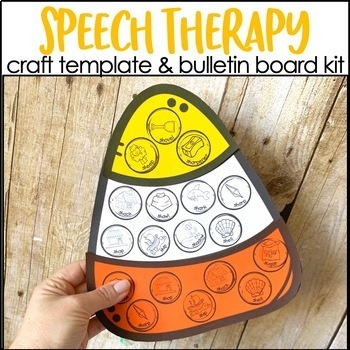 Preview of Halloween Speech Therapy Craft Template: Candy Corn, Pumpkin, Ghost - Room Decor