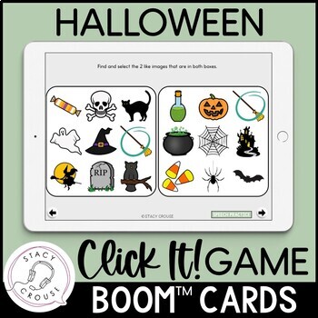 Preview of Halloween Speech Therapy Game for Articulation & Language BOOM™ CARDS Click It