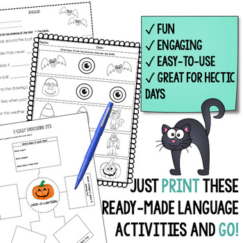 halloween worksheets speech therapy