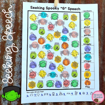Preview of Halloween Speech Therapy Seeking Activity for Articulation