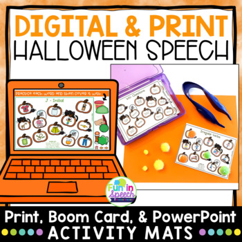 Preview of Print and No Print Halloween Speech Therapy Activity Mats
