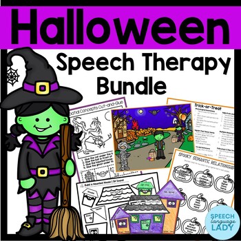 Preview of Halloween Speech and Language No Prep BUNDLE