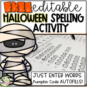 Preview of Halloween Spelling Activity For Any List of 10 Words Solve the Code FREE