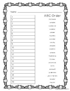 Halloween Spelling Word Work ~ NO PREP~ by Agnew's Academic Area