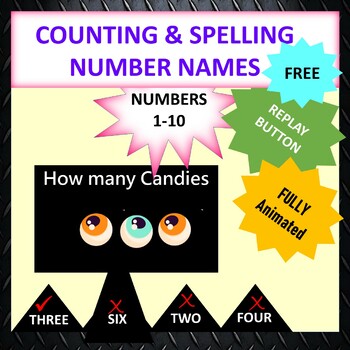 Preview of Halloween Spelling and Counting Number Names Digital Game