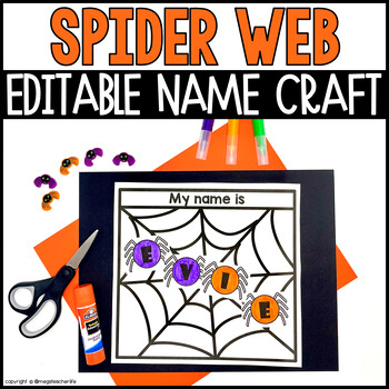 Preview of Halloween Spider Name Craft - editable