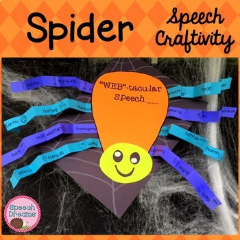 Preview of Halloween Speech Therapy Craft: Spider Action Verb Questions plus more
