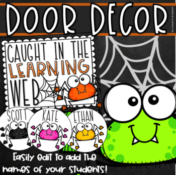 Preview of Halloween Spider Web Door Decorations Bulletin Board Display EDITABLE