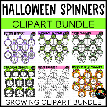 Preview of Halloween Spinners Clipart Growing Bundle