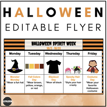 Preview of Halloween | Spirit Week Editable  | Halloween Google Slides