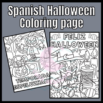 Preview of Halloween Spooky Boo coloring page SPANISH craft activities Sub Plans Projects