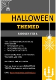 Halloween ! Spooky Creepy Halloween Themed Riddles No prep