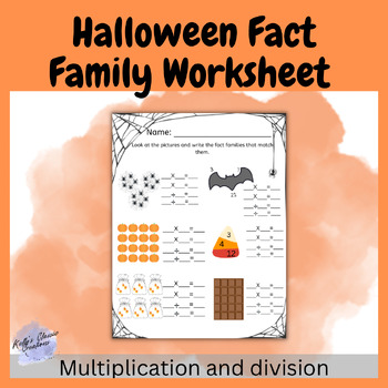 Preview of Halloween Spooky Fact Family Worksheet Multiplication Division Third Grade Math