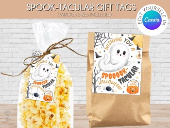 Preview of Halloween Spooky Gift Tag | Canva Template Halloween Party Favor