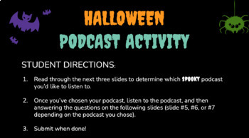 Preview of Halloween Spooky Podcast Activity - Author's Purpose