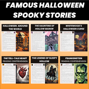 Preview of Halloween Spooky Reading Comprehension Worksheets Bundle