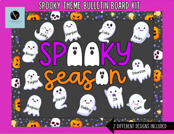 Preview of Halloween Spooky Season Ghost Theme Bulletin Board and Door Kit