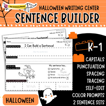 Preview of Halloween Spooky Sentence Building Kit | Writing Center | Unscramble Sentences