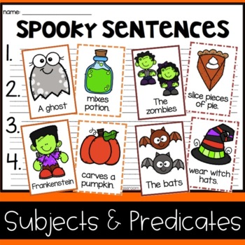 Preview of Halloween Spooky Sentences (Subject & Predicate) - A Fun Fall Writing Activity!