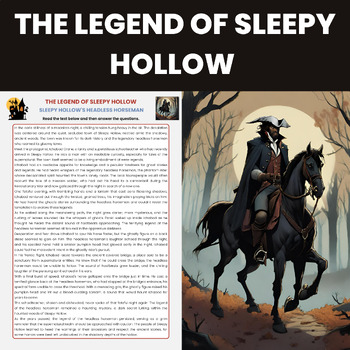 Preview of Halloween Spooky Story Reading Comprehension | The Legend of Sleepy Hollow