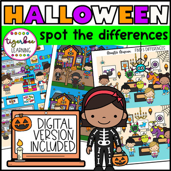 Preview of Halloween Spot the Difference Visual Perception Puzzles