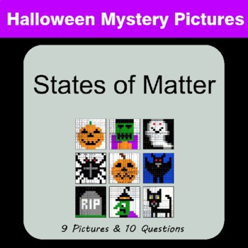 Preview of Halloween: States of Matter - Science Quiz & Mystery Pictures / Color By Answer