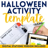 Halloween Stations and Coloring Page Activity Template