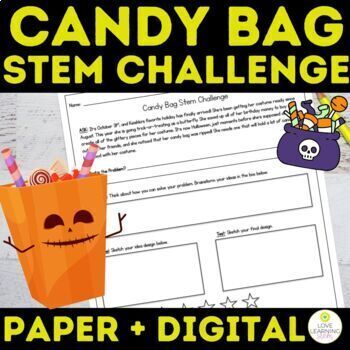 Preview of Halloween Stem Challenge October Science Activity Candy Bag STEAM Design