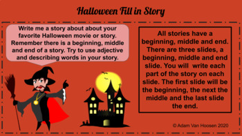 Preview of Halloween Story Essay Writing (Google Slide)