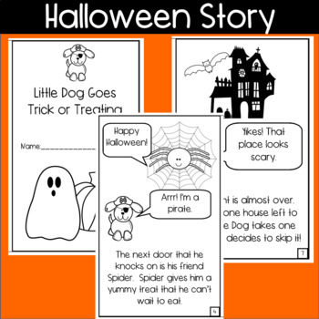 Preview of Halloween Story Mini Book Read and Color-- With Speech Bubbles Dialogue