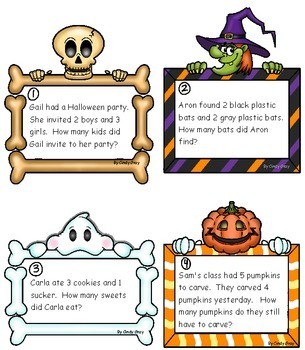 Halloween Story Problems by Primarily First | TPT