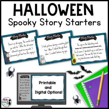 Preview of Halloween Story Starters - Creative Writing Prompts Print & Digital