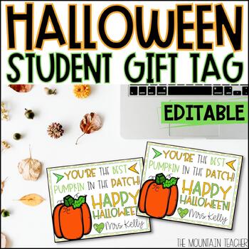 Preview of Editable Halloween Gift Tags for Students for Fall Party or Halloween Party