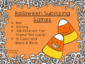 Preview of Halloween Subitizing Center Games - War - Sort - Pumpkin/Candy Corn Dot Cards