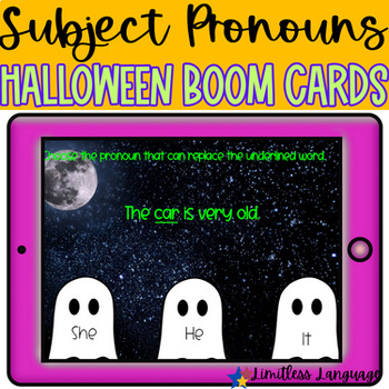 Preview of Halloween Subject Pronoun BOOM Cards for ESL and ELA